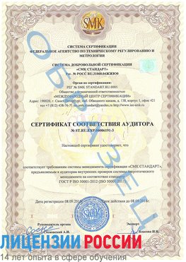 Образец сертификата соответствия аудитора №ST.RU.EXP.00006191-3 Спасск-Дальний Сертификат ISO 50001